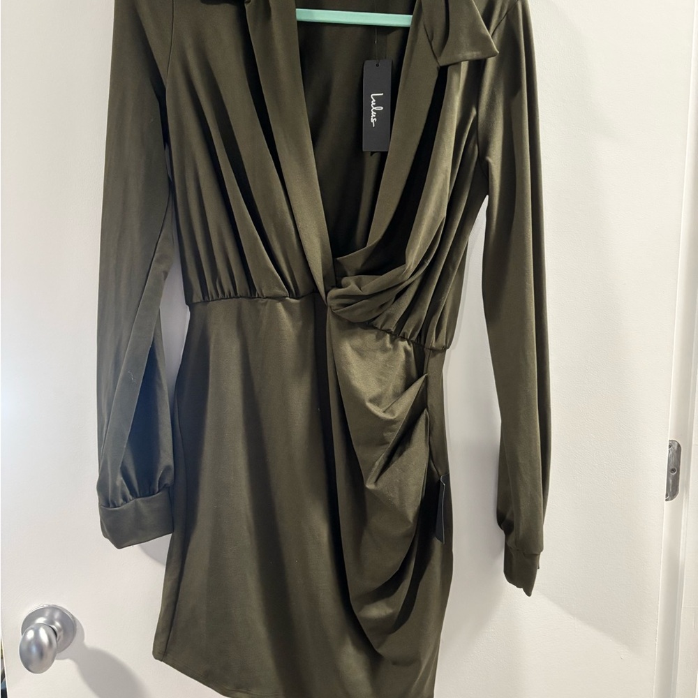NWT Lulu's Olive Green Draped Dress WOMENS MEDIUM